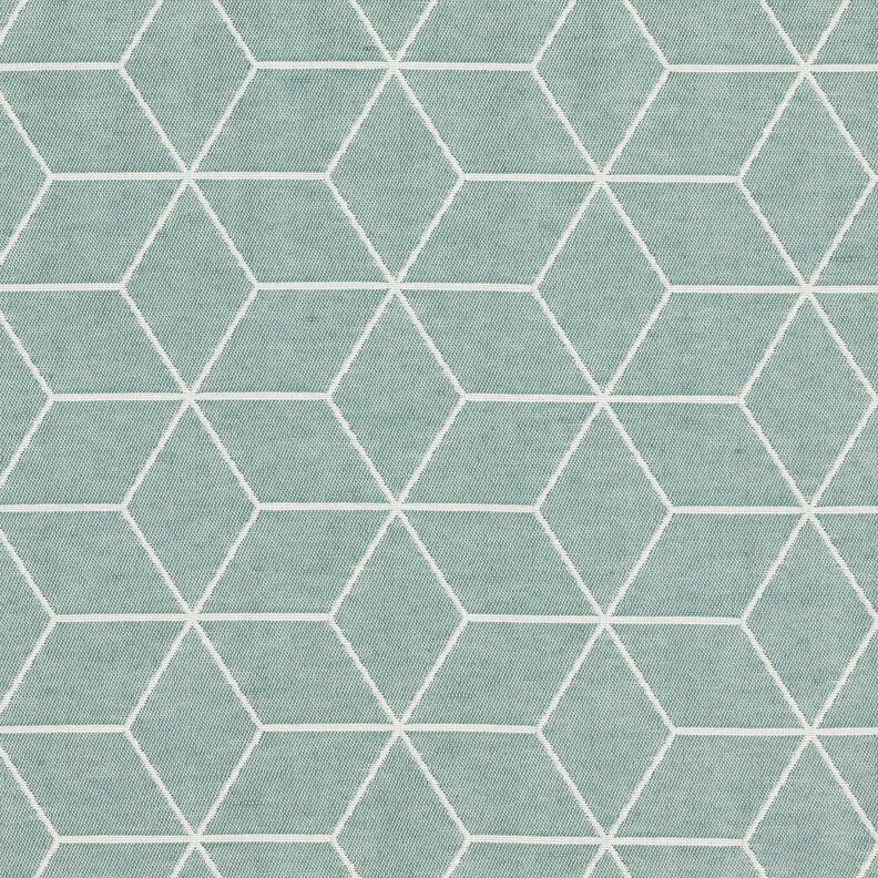 tessuto arredo Jacquard Cubi moderni – canna palustre/avorio,  image number 1