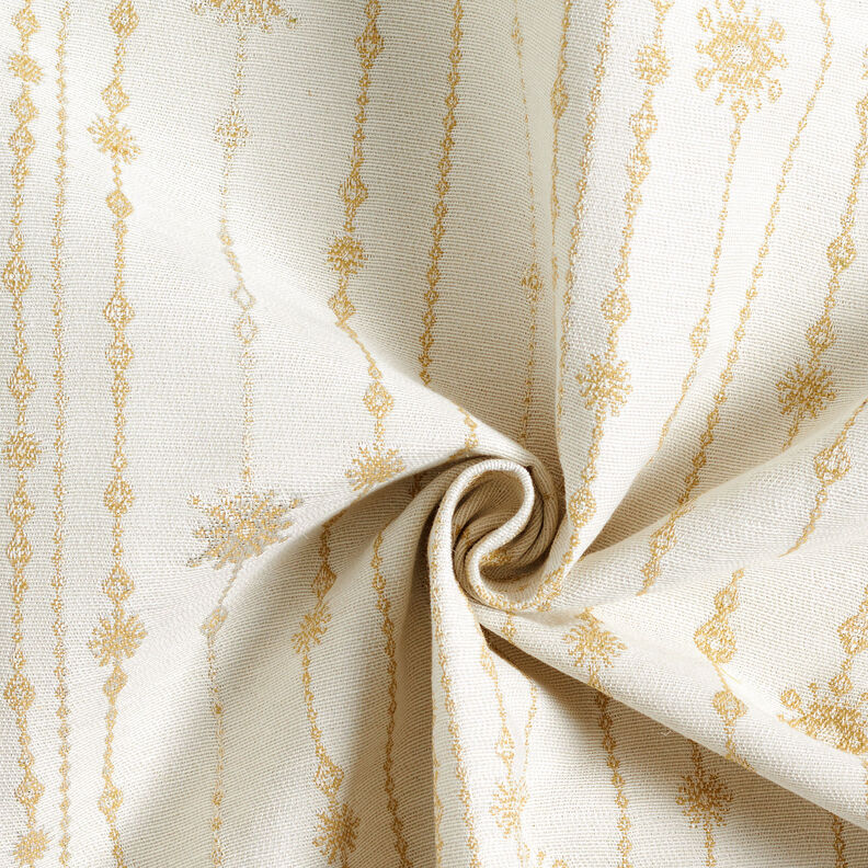 tessuto arredo Jacquard lurex Ghirlanda di fiocchi di neve – beige chiaro/oro, image number 3