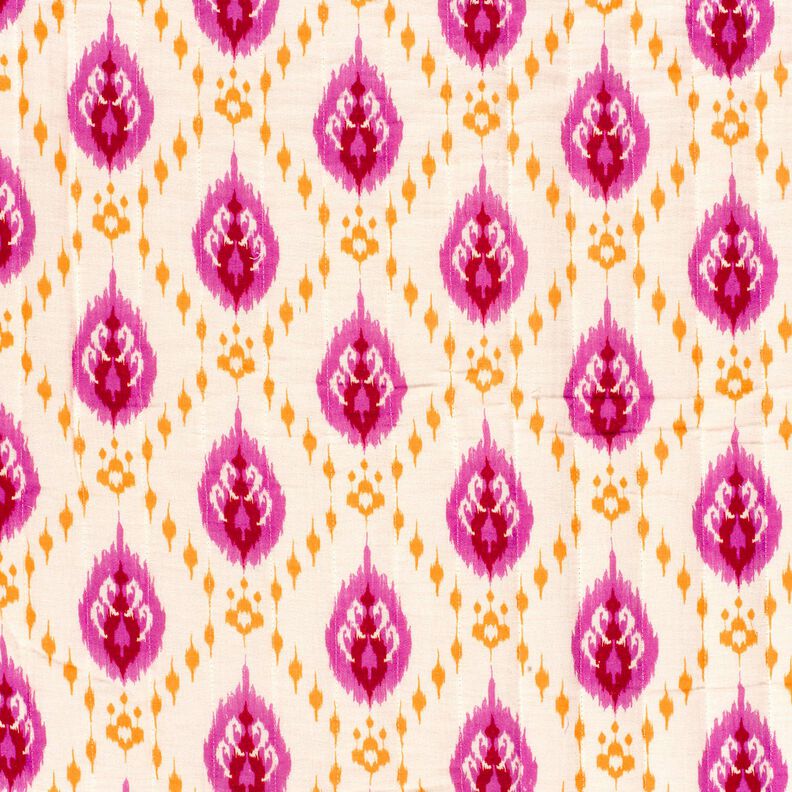 tessuto trapuntato mussola Fiori etnici – bianco lana/pink,  image number 3