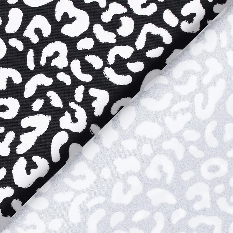 tessuto per costumi da bagno Macchie di leopardo astratte – nero-azzurro/bianco,  image number 4