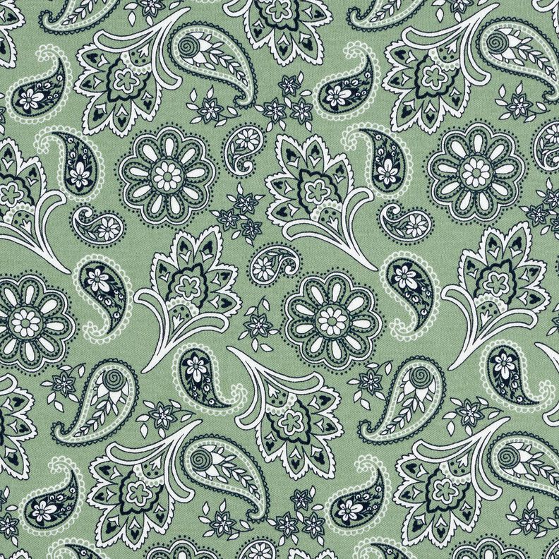 jersey di cotone Paisley – canna palustre/bianco,  image number 1