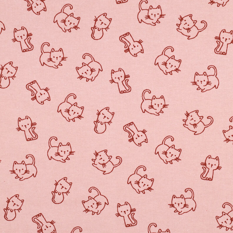 flanella di cotone Gatti | by Poppy – rosa antico chiaro/rosso borgogna,  image number 1