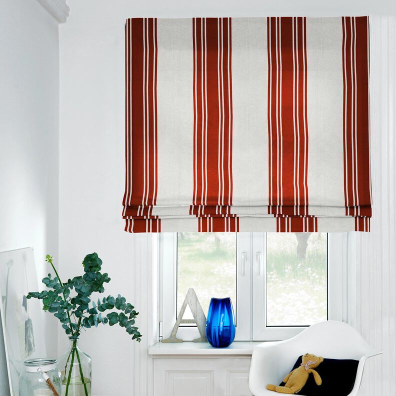 tessuto arredo panama Rigato – rosso carminio/grigio nebbia,  image number 6