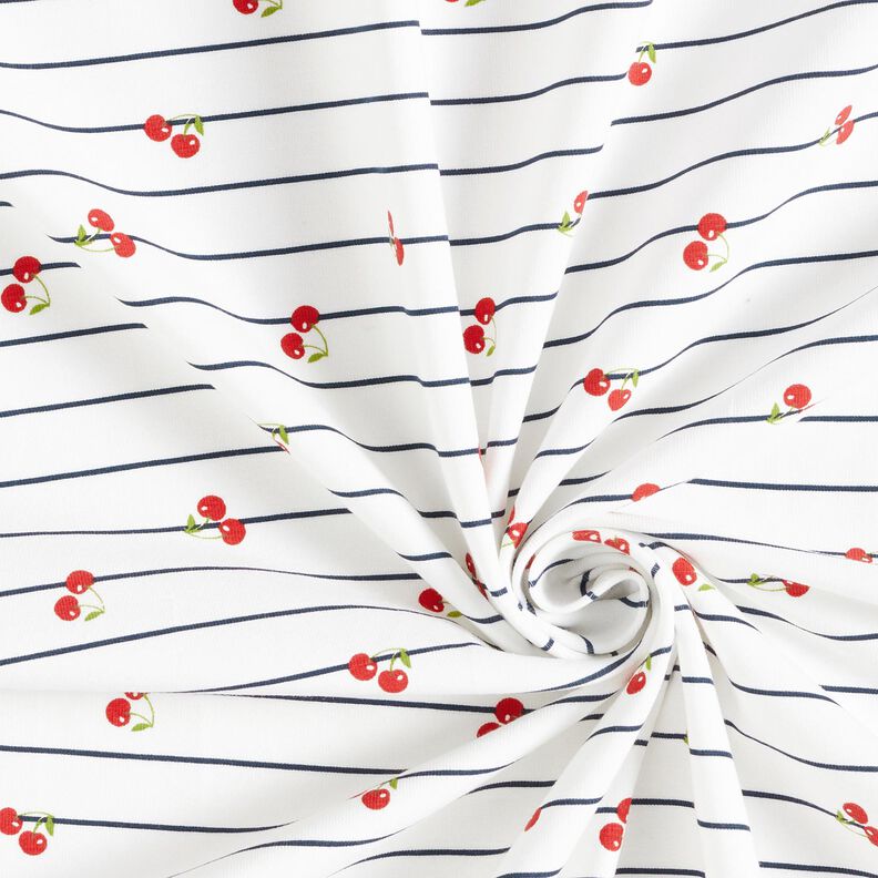jersey di cotone Strisce e ciliegie – bianco lana,  image number 3