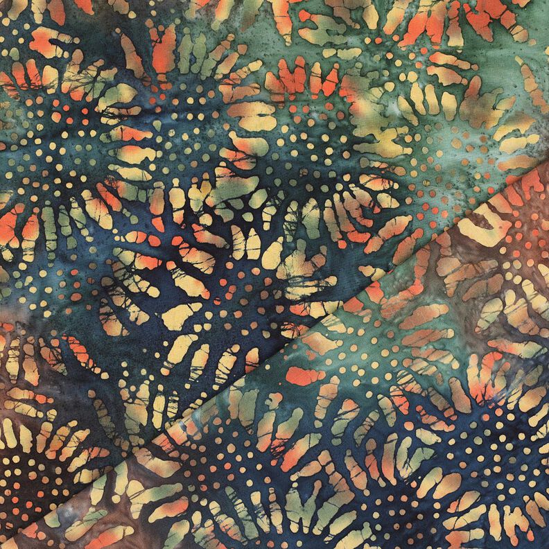 tessuto in cotone Soli Batik – abete blu/marrone castagna,  image number 4