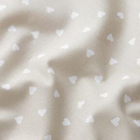 Popeline di cotone biologico con cuori sparsi – greige, 