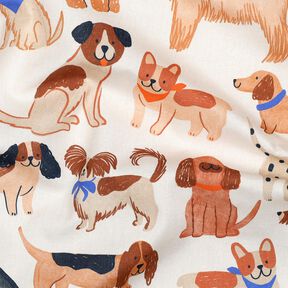 popeline di cotone cani stampa digitale | Poppy Fabrics – bianco lana, 