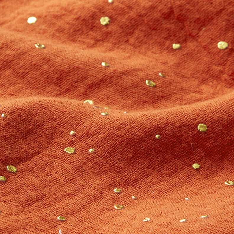 mussola di cotone, macchie dorate sparse – terracotta/oro,  image number 2