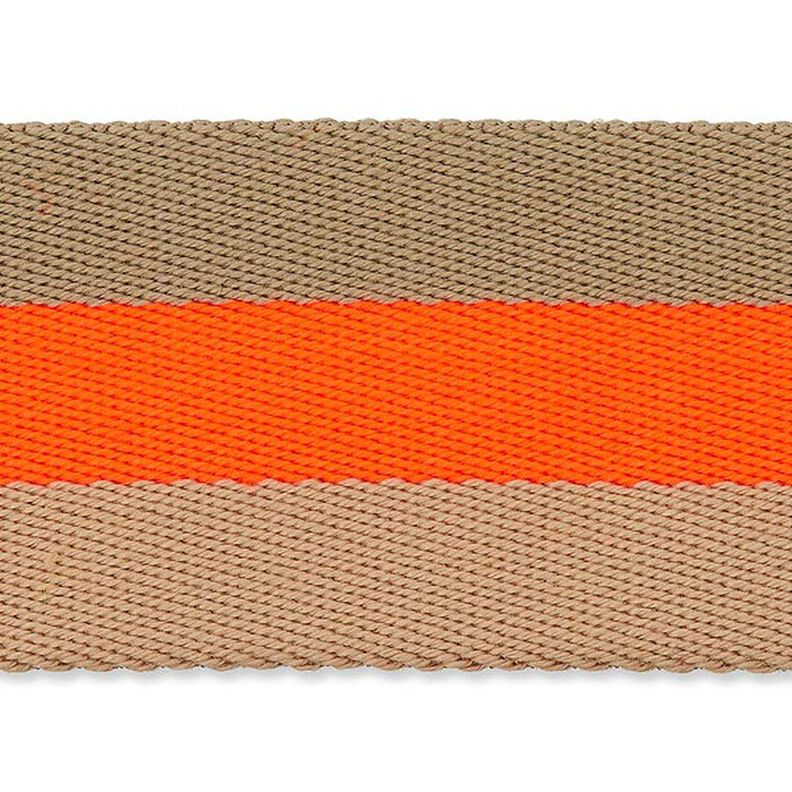 nastro gros-grain per borse, neon [ 40 mm ] – arancio neon/beige,  image number 1