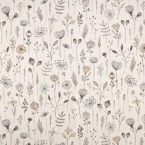 tessuto arredo mezzo panama fiori disegnati – naturale/marrone scuro, 