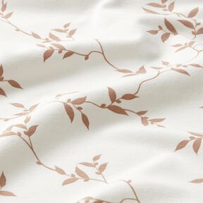 jersey di cotone Tralci di foglie – avorio/marrone chiaro, 