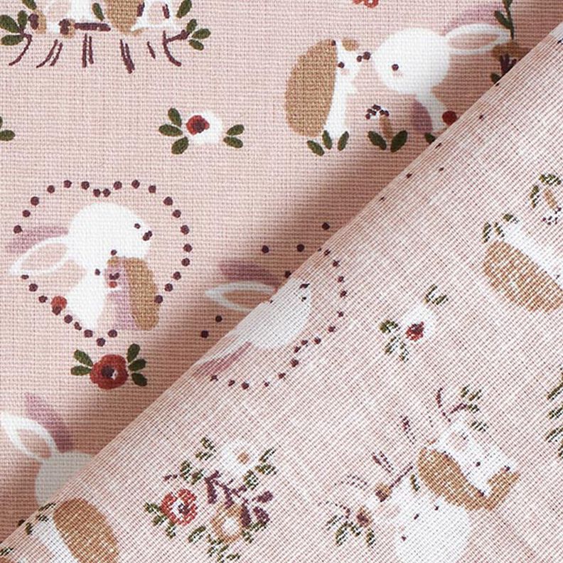 popeline di cotone Coniglio e riccio sono innamorati – rosa antico chiaro,  image number 4