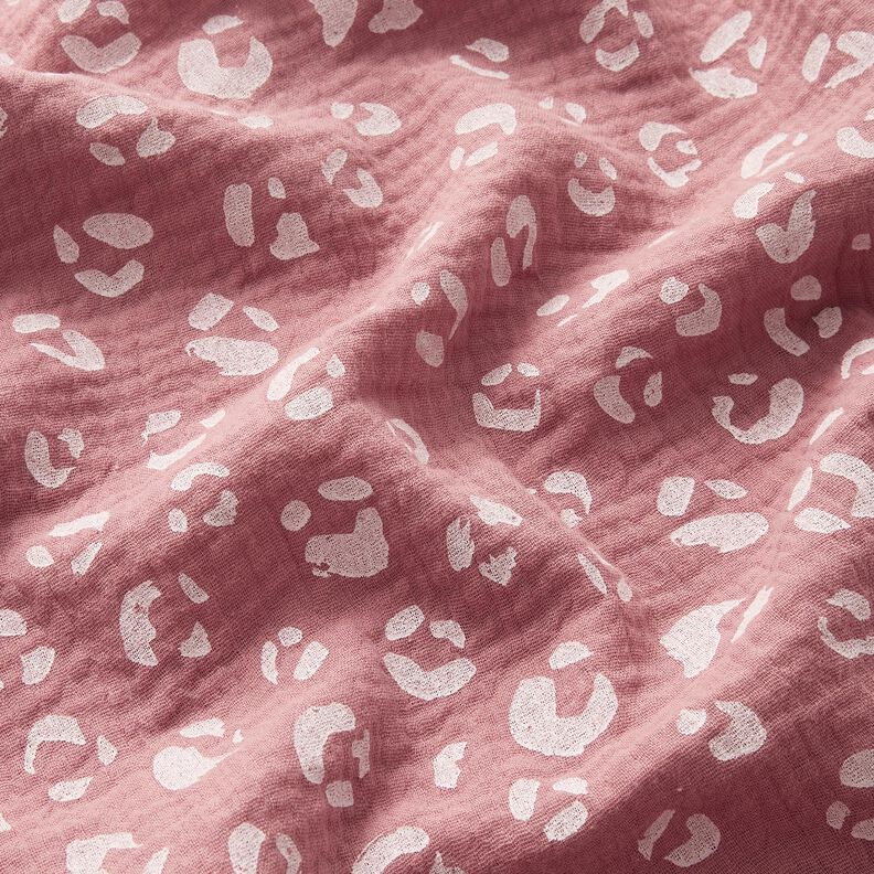 mussolina / tessuto doppio increspato Grande motivo leopardato – rosa antico scuro/bianco,  image number 2