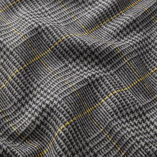 Tessuto in lana Principe di Galles – grigio scuro/giallo, 