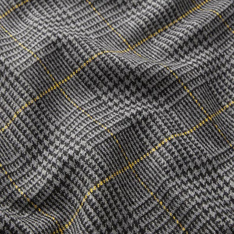 Tessuto in lana Principe di Galles – grigio scuro/giallo,  image number 2