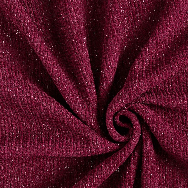 ciniglia maglia jacquard Glitter – rosso Bordeaux/argento effetto metallizzato,  image number 1