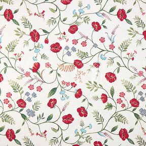 tessuto arredo gobelin papaveri – bianco lana/rosso, 