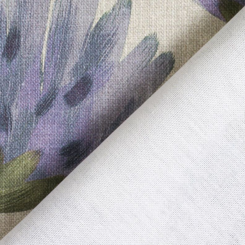 tessuto arredo mezzo panama Trifoglio fiorito – grigio blu/tortora chiaro,  image number 4