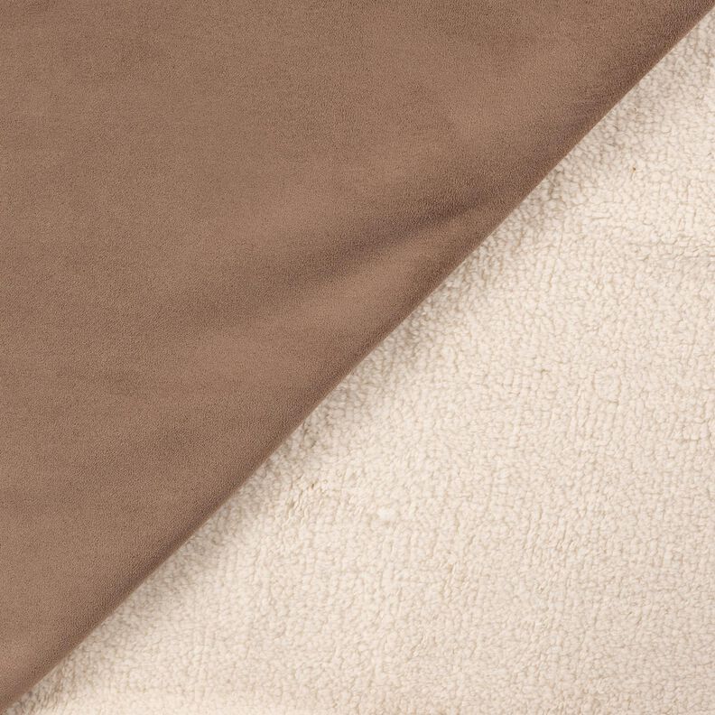 Velluto con retro in pelliccia Sherpa – marrone medio, image number 4