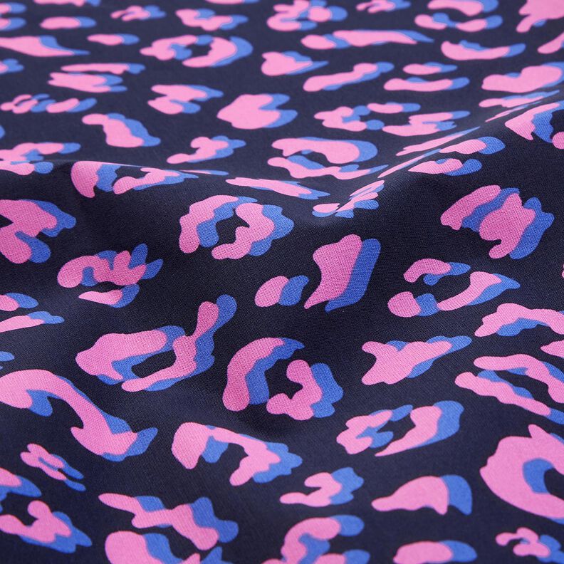 cotone rivestito Leopardo astratto | Poppy Fabrics – blu notte/pink,  image number 2