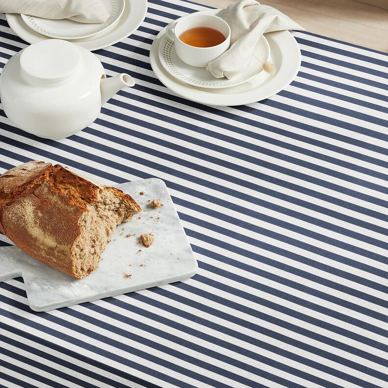 tessuto in cotone cretonne Strisce marittime – nero-azzurro/tortora chiaro, image number 6