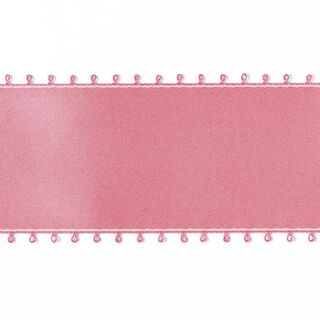 nastro in satin, bordo picot - rosa antico, 