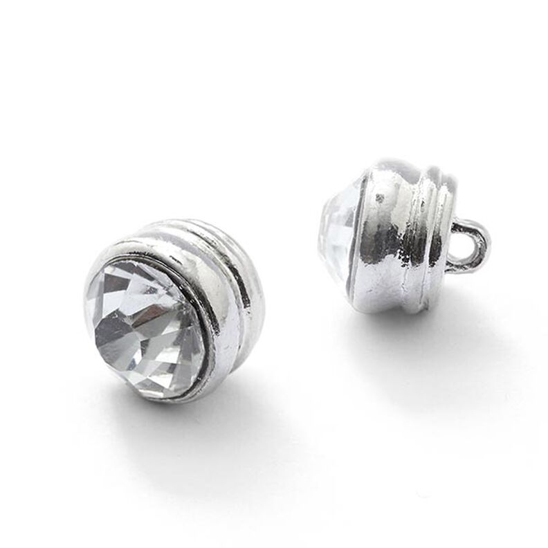 occhiello bottone in metallo con strass [ Ø10 mm ] – argent metallica,  image number 2