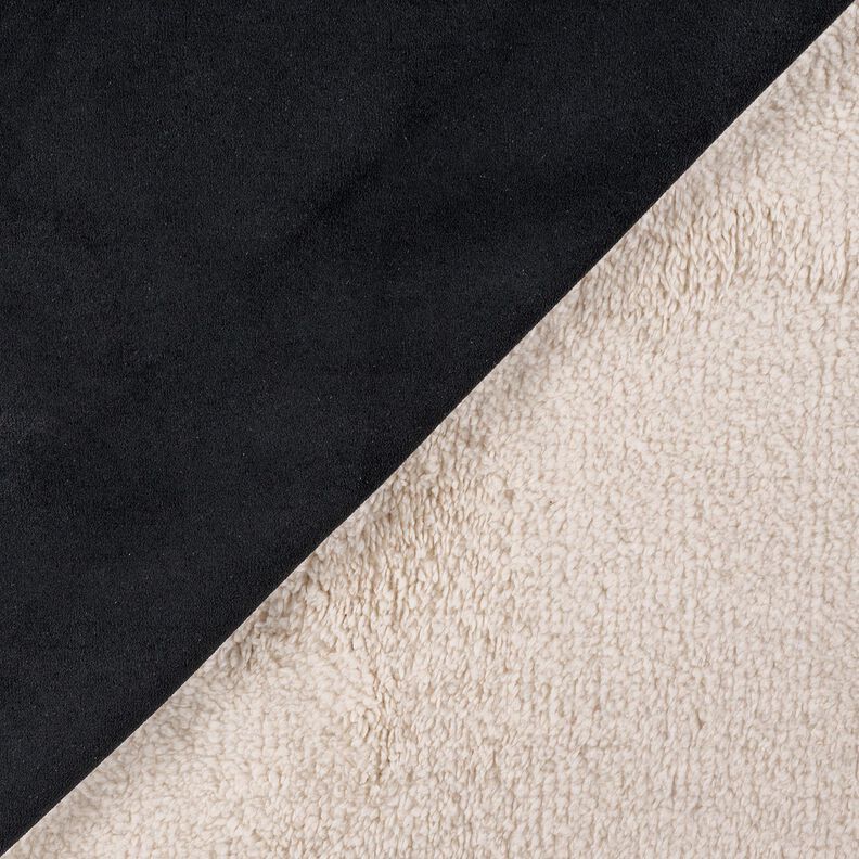 Velluto con retro in pelliccia Sherpa – nero,  image number 3