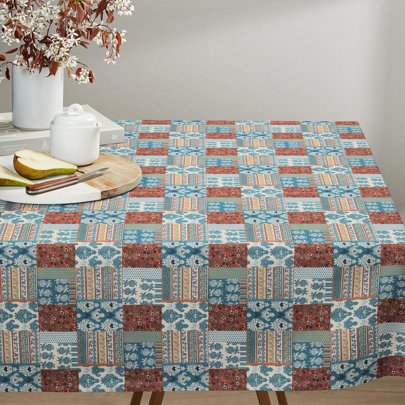 tessuto in cotone cretonne Patchwork floreale – blu, image number 6
