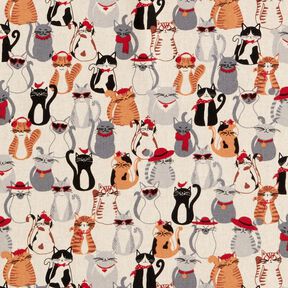 tessuto arredo mezzo panama Gatti eleganti – naturale/grigio, 