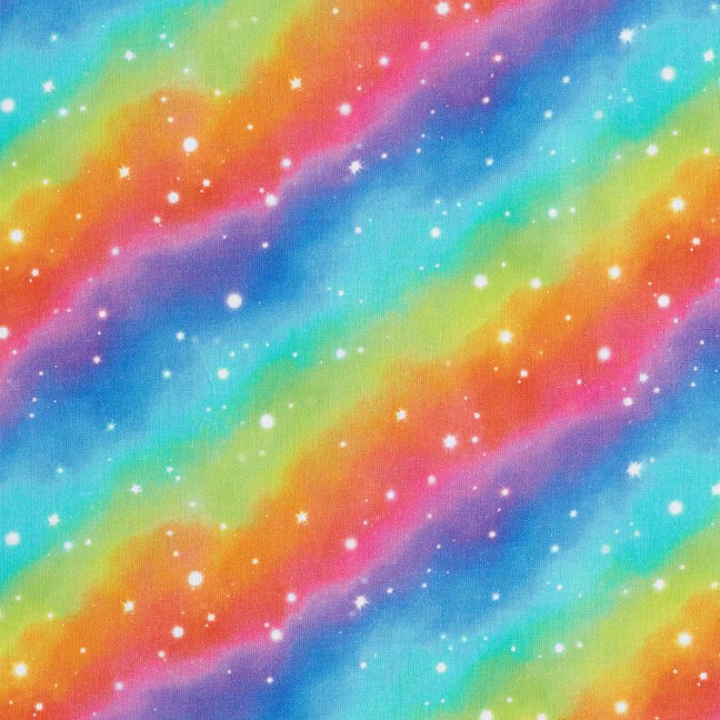 popeline di cotone Polvere di stelle arcobaleno stampa digitale – blu reale/mix di colori,  image number 1