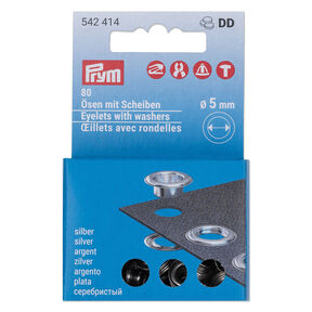 Occhielli con rondelle kit di ricarica [80 pezzi | Ø 5 mm] | Prym – argento effetto metallizzato, 