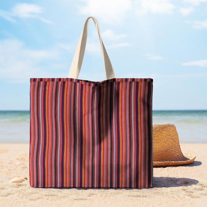 tessuto arredo Jacquard Strisce a zig-zag – rosso carminio/verde, image number 7