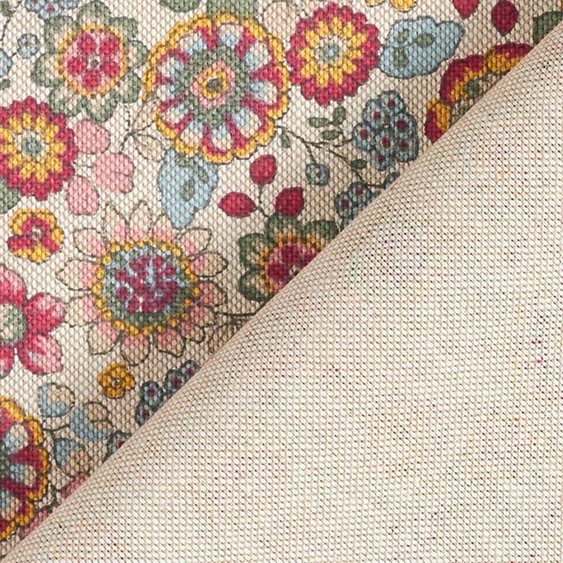tessuto arredo mezzo panama grandi fiori – naturale/pink,  image number 4