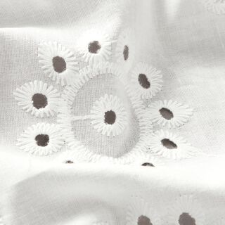 Tessuto in cotone con ricamo forato floreale – bianco, 