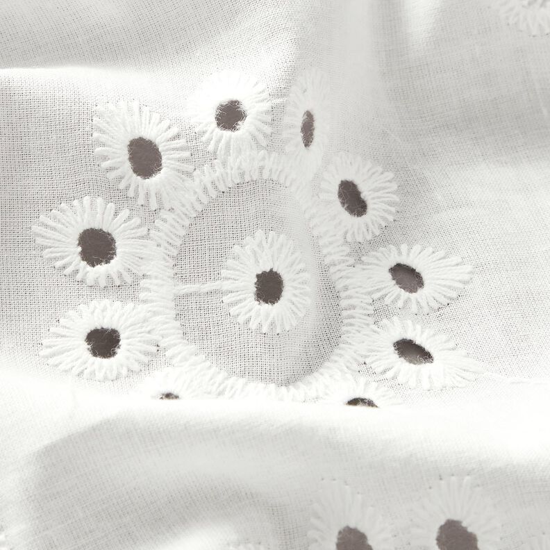 Tessuto in cotone con ricamo forato floreale – bianco,  image number 2