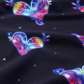 jersey di cotone Cuori coloratissimi | Glitzerpüppi  – blu notte/lampone, 
