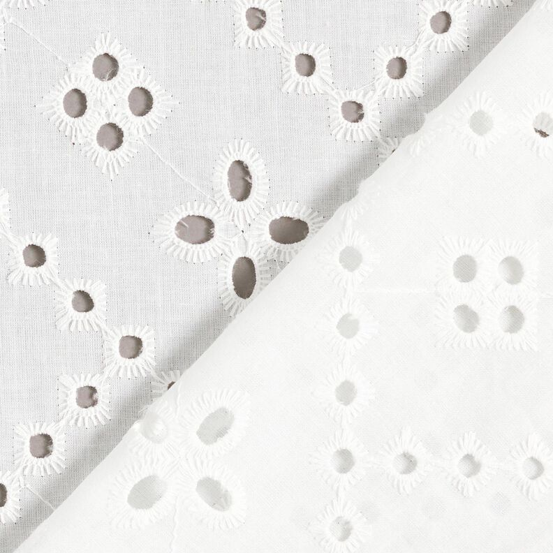 Tessuto in cotone con ricamo forato – bianco,  image number 4