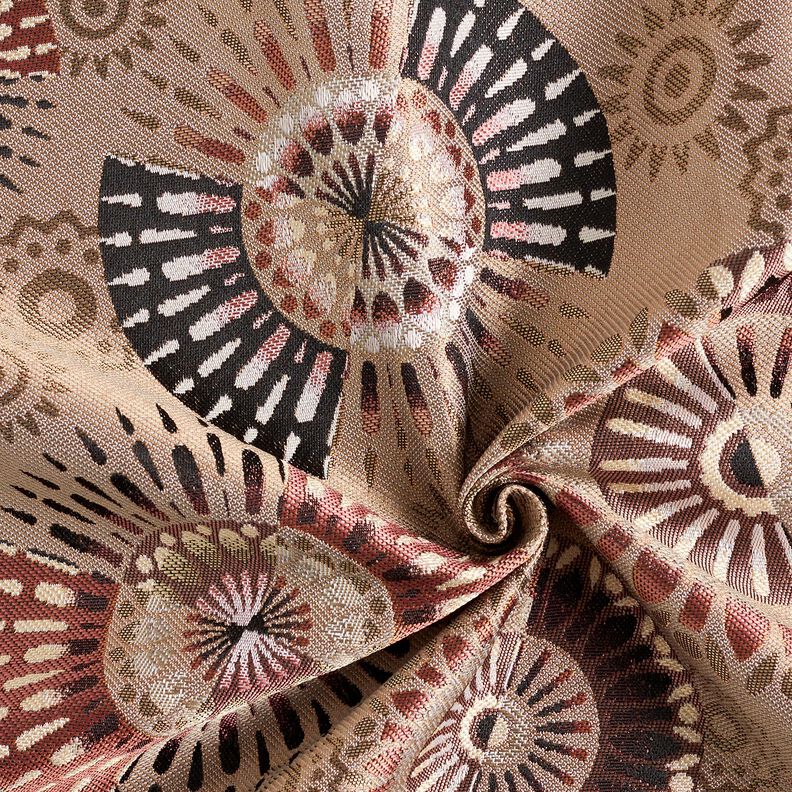 tessuto arredo Jacquard Mandala elegante – talpa scuro/rosso borgogna,  image number 3