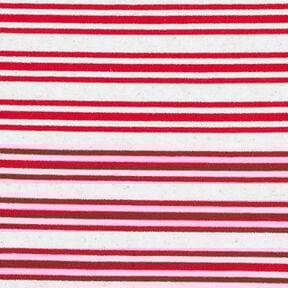 jersey di viscosa, righe glitter irregolari – bianco lana/rosso, 