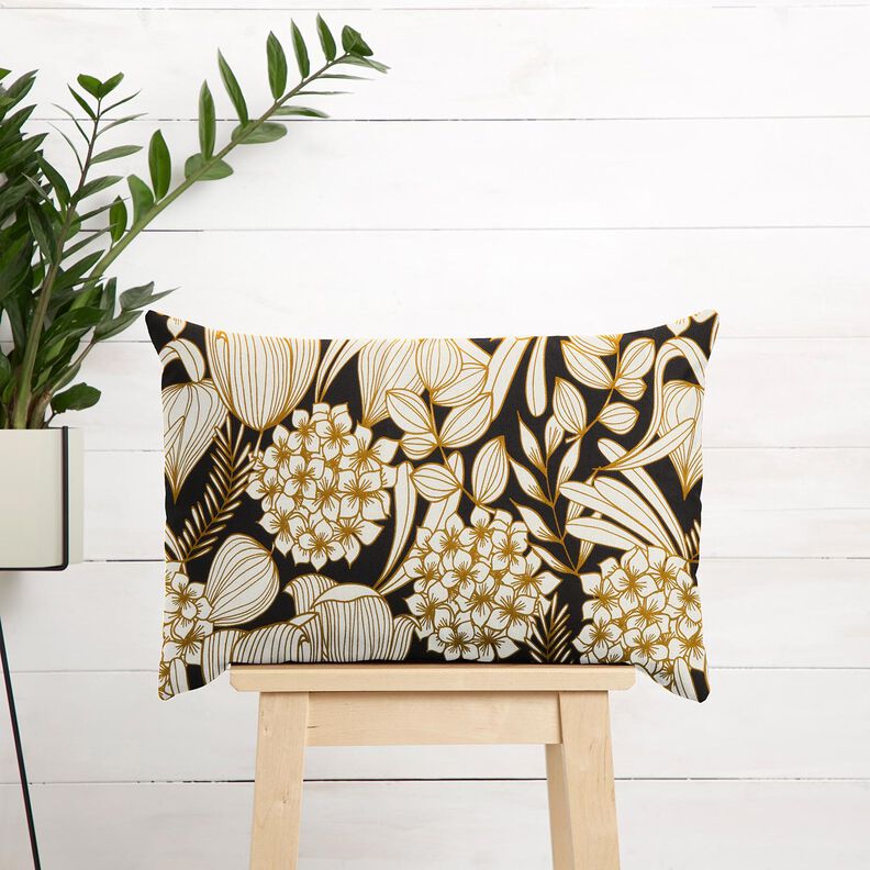satin di cotone Fiori tropicali – nero,  image number 5