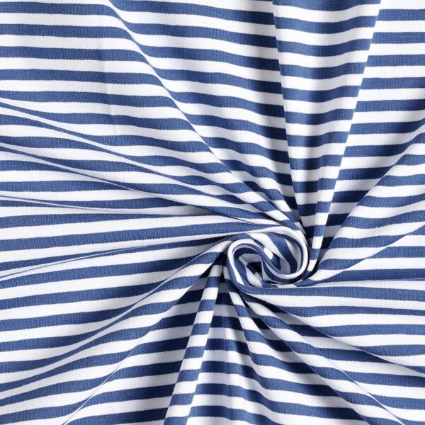 jersey di cotone righe sottili – colore blu jeans/bianco,  image number 4