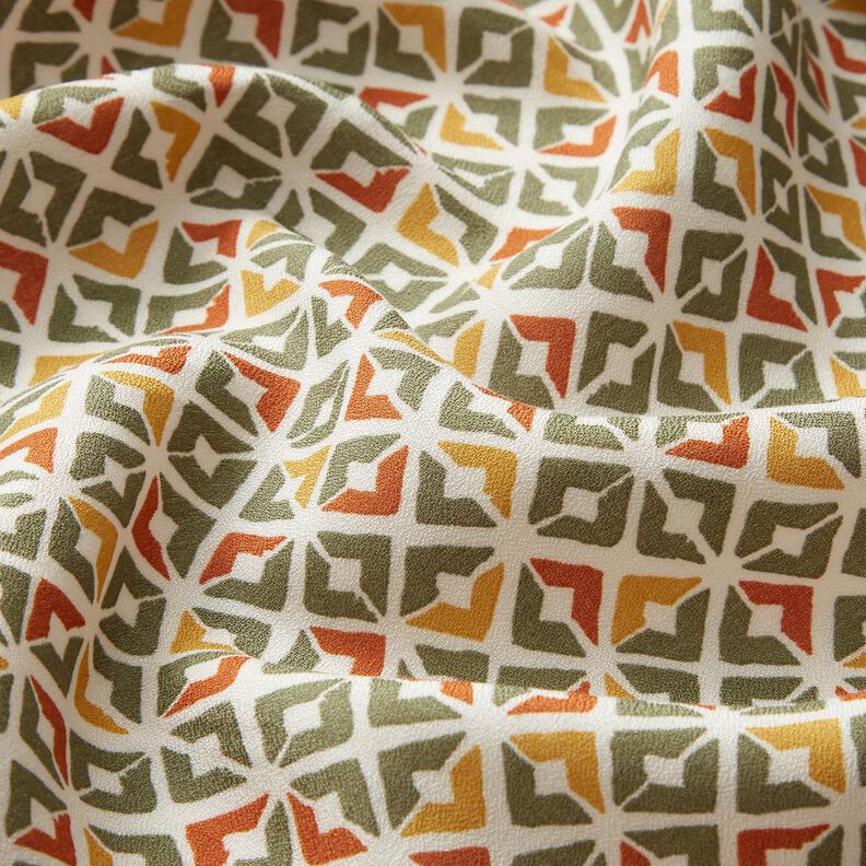 Crêpe di viscosa con losanghe retrò – beige/cachi,  image number 2