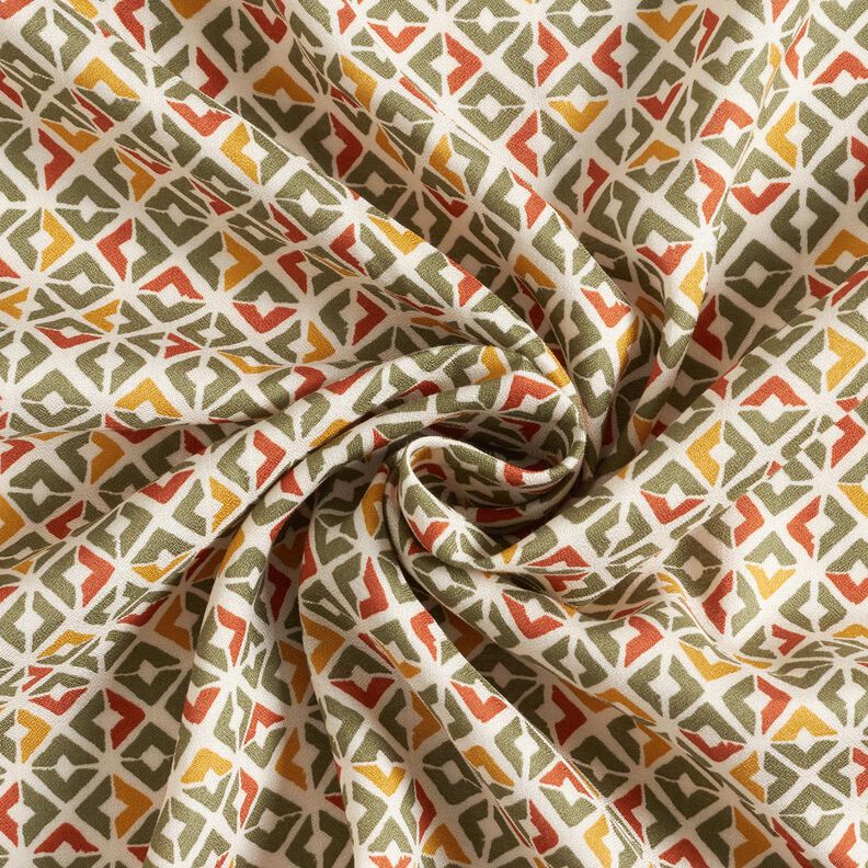 Crêpe di viscosa con losanghe retrò – beige/cachi,  image number 3
