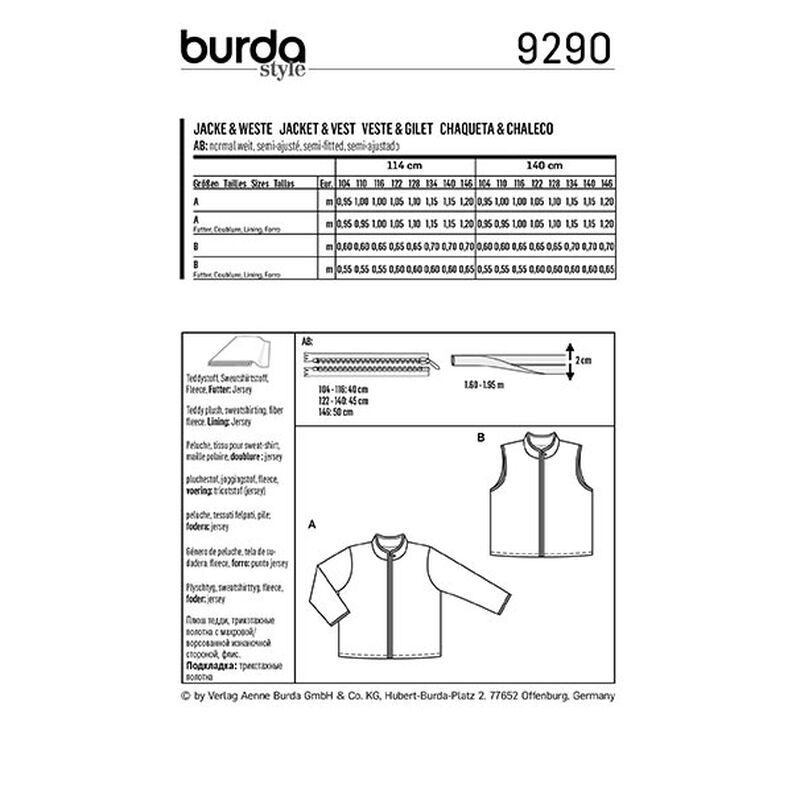 giacca, Burda 9290 | 104-146,  image number 9