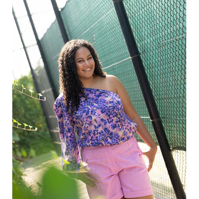 satin di cotone fiori acquerello stampa digitale | Poppy Fabrics – anacardo/lillà,  image number 5