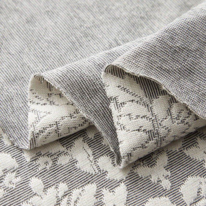 Jersey jacquard con motivi ornamentali – grigio chiaro/bianco,  image number 3