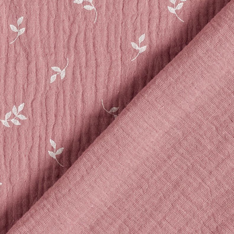 mussolina / tessuto doppio increspato Ramo – rosa antico scuro/bianco,  image number 4
