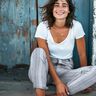 denim Misto cotone righe | Poppy Fabrics – colore blu jeans/bianco lana,  thumbnail number 6