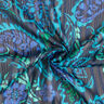 Fiori Paisley a righe glitterate in raso di chiffon – turchese/nero,  thumbnail number 4